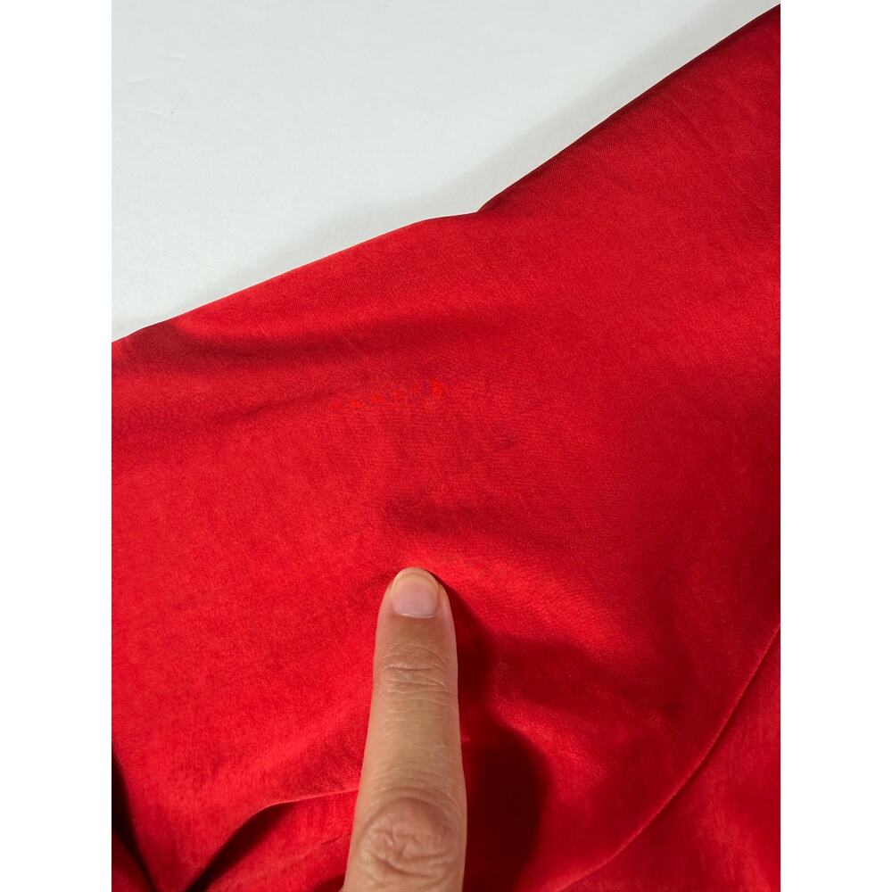 Express Portofino Red Satin Tie Front Button-Up Blouse Women’s Large Holiday - Picture 7 of 13